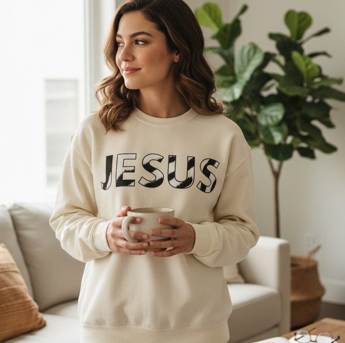Jesus | Animal Print Faith Sweatshirt