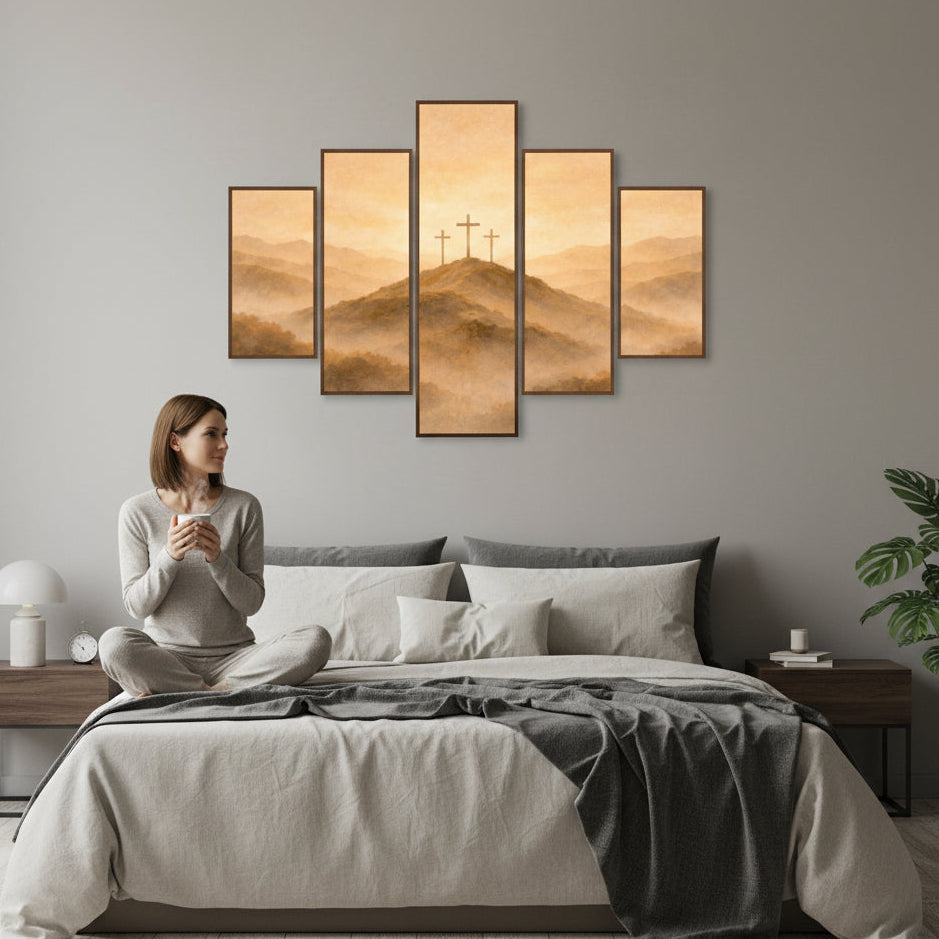 Calvary Mountain Panels – Faith-Inspired Digital Wall Art - Heavenly Treasures