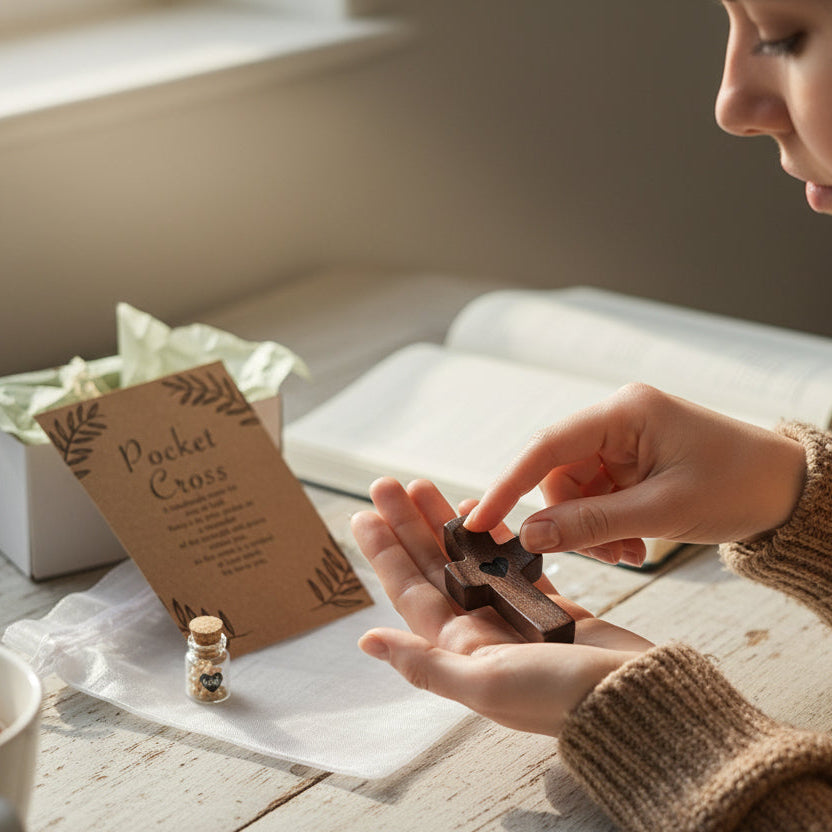 Faith Keepsake Gift Set – Thumbprint Cross, Mustard Seed Jar & Prayer Card - Heavenly Treasures