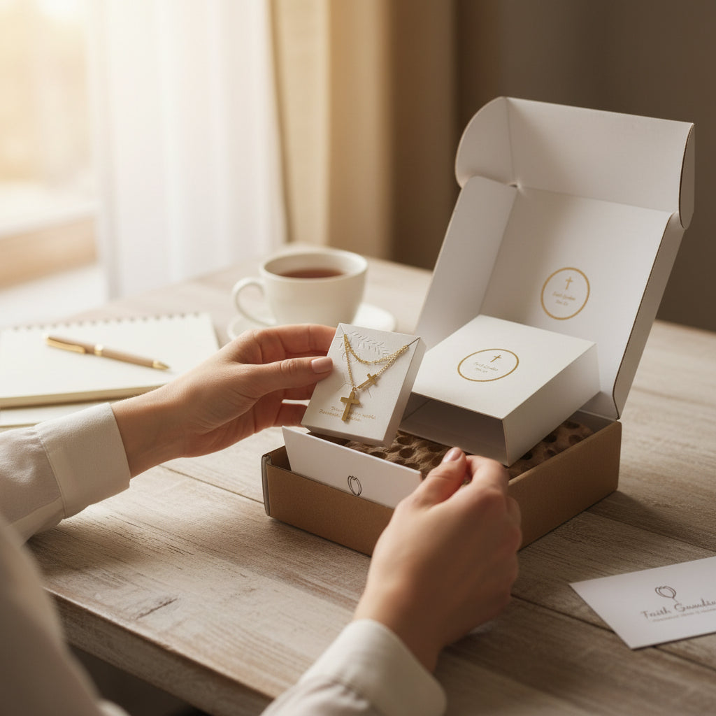 Faith Over Fear Layered Cross Necklace – Gold Plated Christian Keepsake Gift - Heavenly Treasures