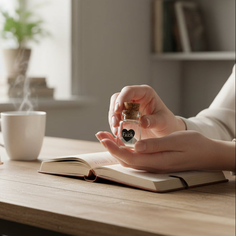 Faith Keepsake Gift Set – Thumbprint Cross, Mustard Seed Jar & Prayer Card - Heavenly Treasures