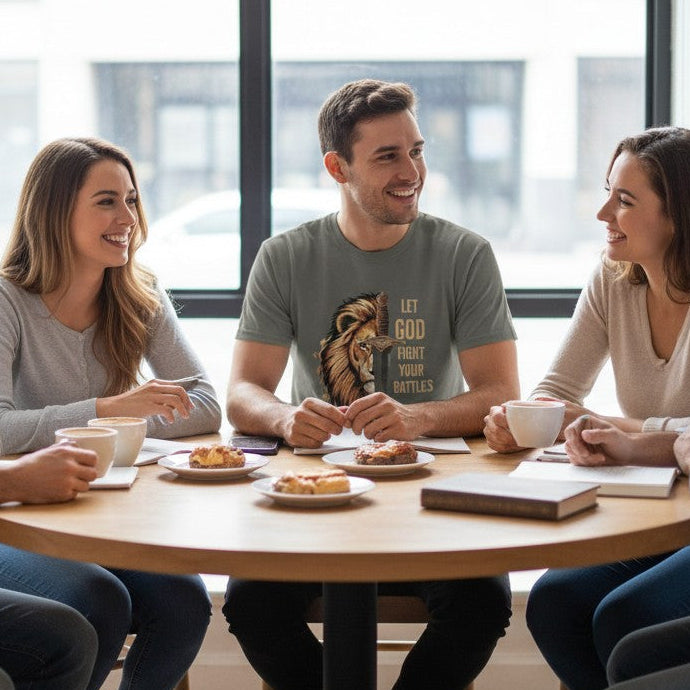 "Let God Fight Your Battles" Christian T-Shirt – Inspirational Lion Tee, Faith Shirt for Men & Women - Heavenly Treasures