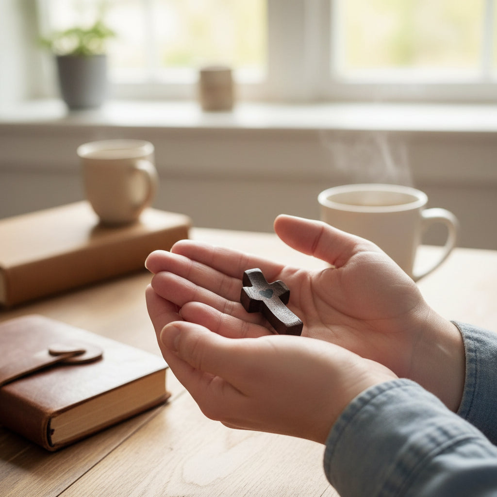 Faith Keepsake Gift Set – Thumbprint Cross, Mustard Seed Jar & Prayer Card - Heavenly Treasures