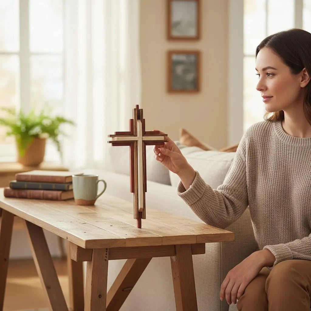 Handcrafted 3D Wall Cross – A Faith-Centered Piece for Prayer and Reflection - Heavenly Treasures