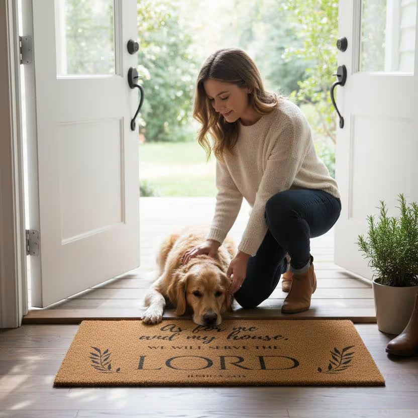 As for Me and My House, We Will Serve the Lord | Christian Coco Doormat - Heavenly Treasures