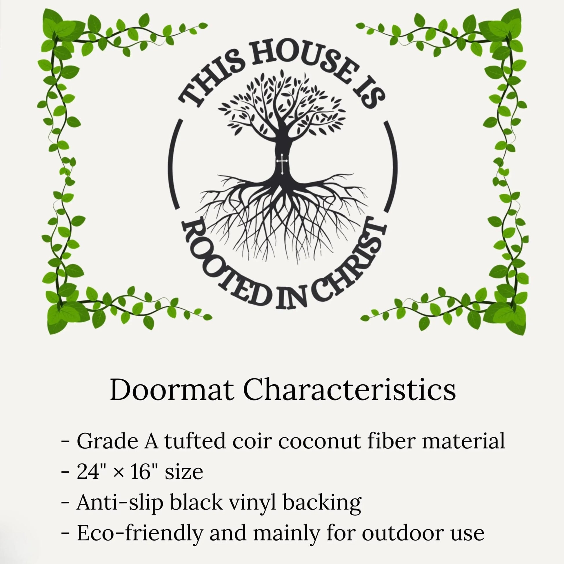 Christian Doormat – Rooted in Christ Faith Welcome Mat - Heavenly Treasures