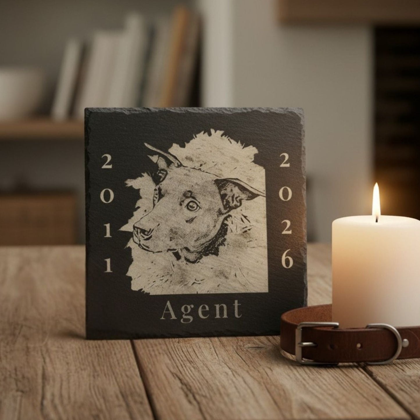 Pet Memorial Slate Photo | Custom Engraved Pet Loss Gift, Personalized Dog or Cat Memorial Plaque - Heavenly Treasures