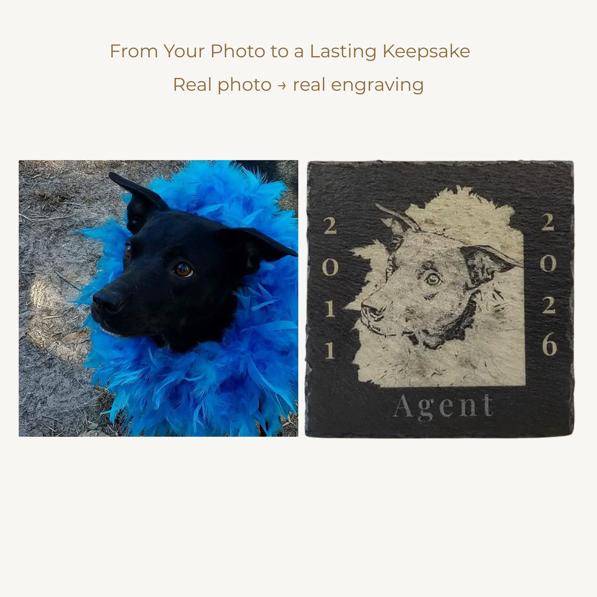 Pet Memorial Slate Photo | Custom Engraved Pet Loss Gift, Personalized Dog or Cat Memorial Plaque - Heavenly Treasures