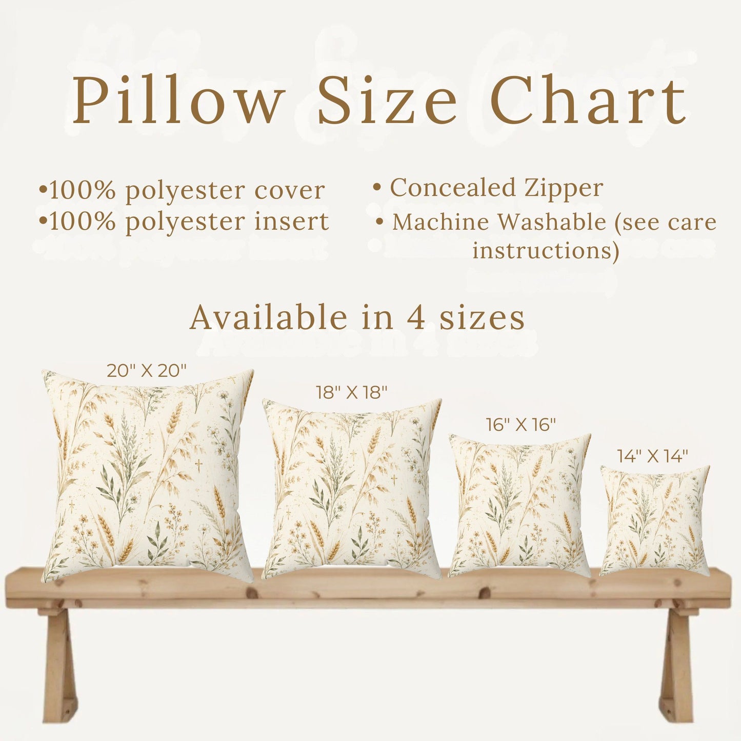 Christian Farmhouse Wheat Design Throw Pillow