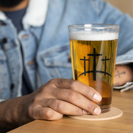Calvary Cross Pint Glass | Christian Glassware with Raised UV Print - Heavenly Treasures