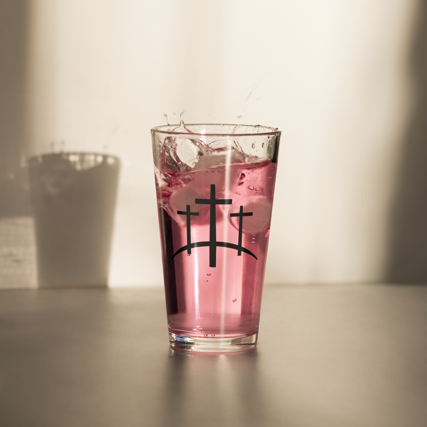 Calvary Cross Pint Glass | Christian Glassware with Raised UV Print - Heavenly Treasures