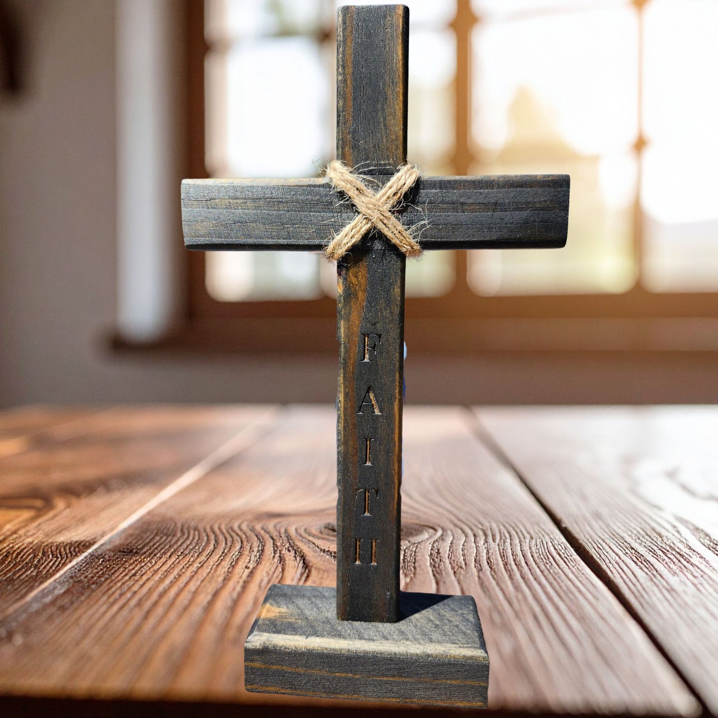 Wooden Tabletop Cross – Gentle Faith Reminder for Prayer Corner Accent - Heavenly Treasures