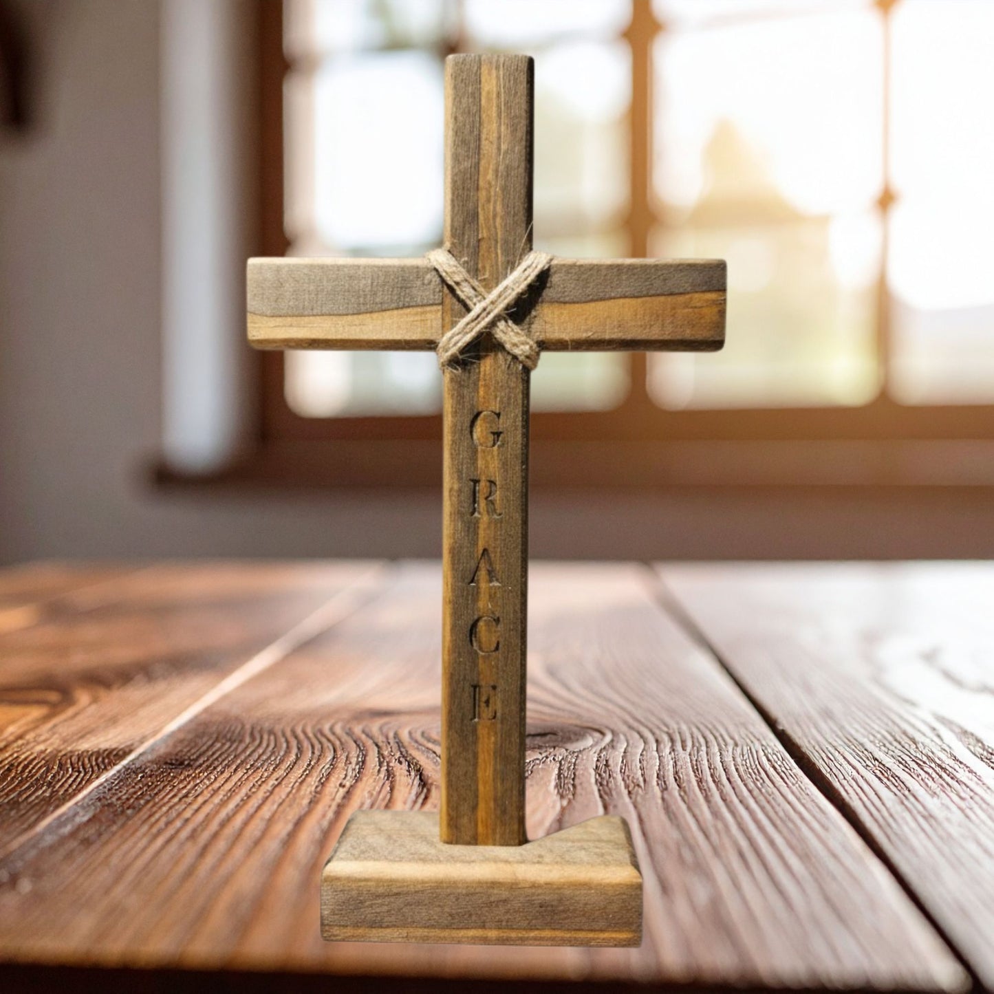 Wooden Tabletop Cross – Gentle Faith Reminder for Prayer Corner Accent - Heavenly Treasures