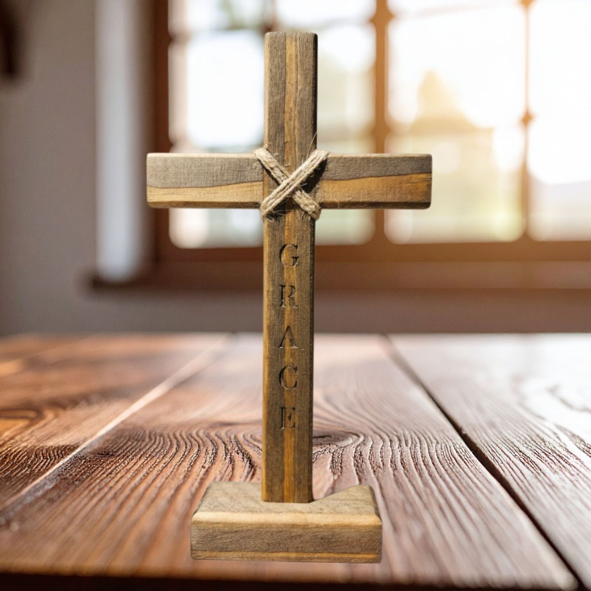 Wooden Tabletop Cross – Gentle Faith Reminder for Prayer Corner Accent - Heavenly Treasures