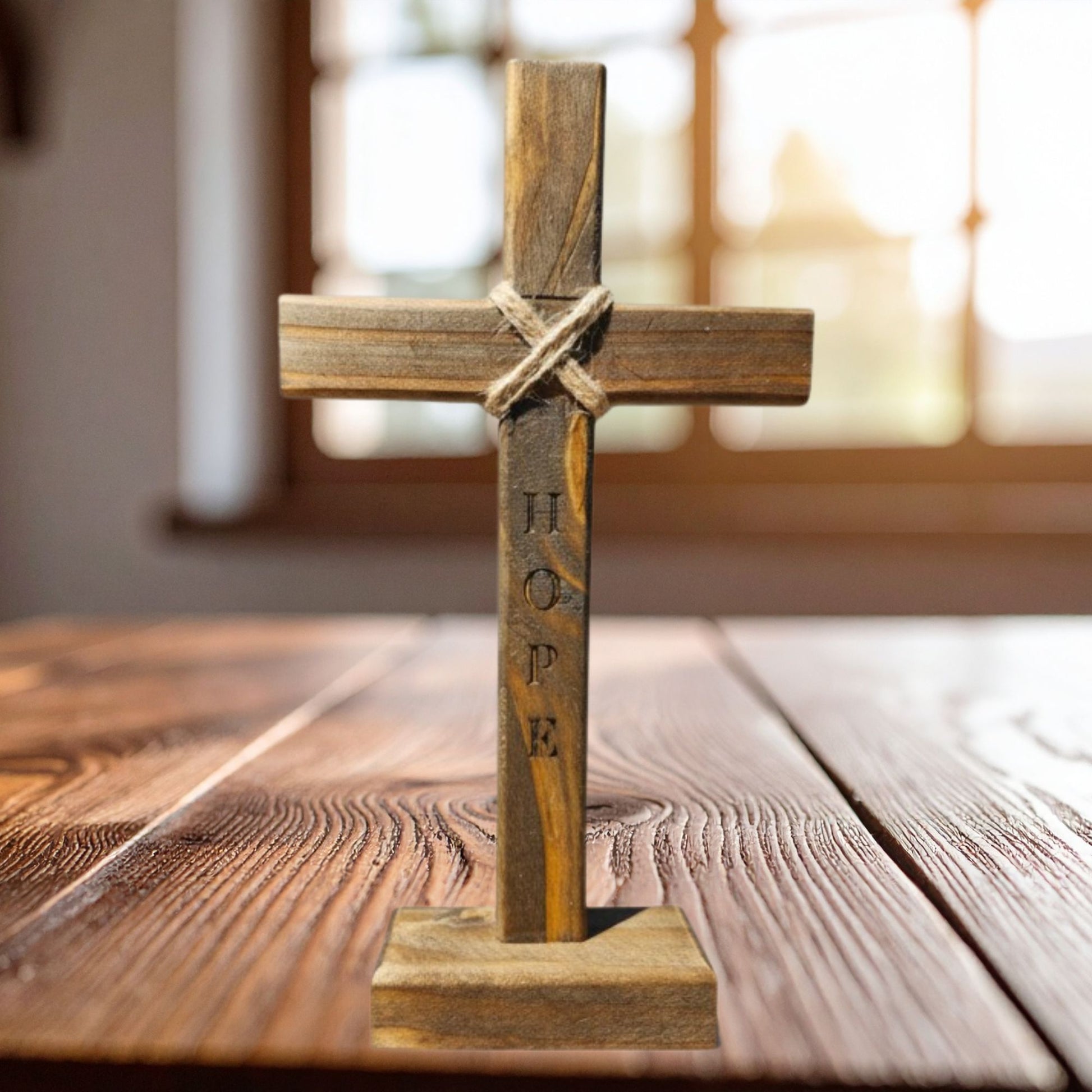 Wooden Tabletop Cross – Gentle Faith Reminder for Prayer Corner Accent - Heavenly Treasures