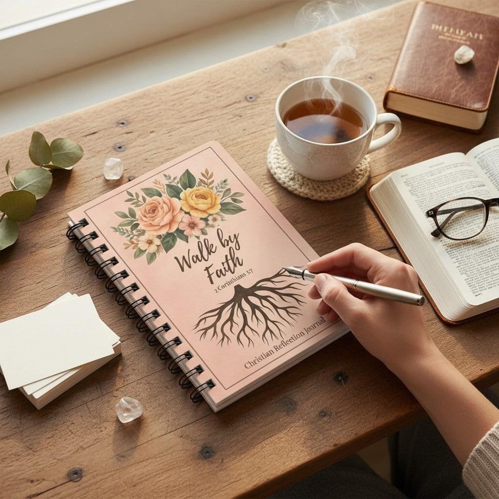 Walk by Faith Christian Journal – 2 Corinthians 5:7 Prayer & Reflection Notebook, Faith Gift for Women - Heavenly Treasures