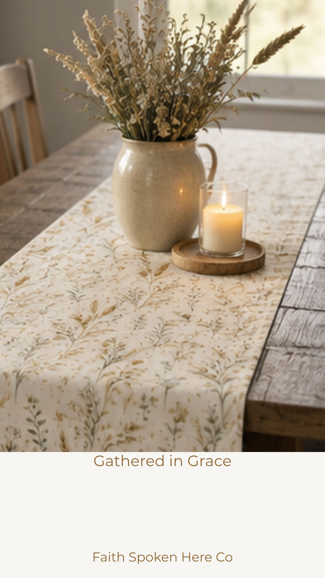 Christian Table Runner – Wheat Harvest Design for Farmhouse Dining - Heavenly Treasures