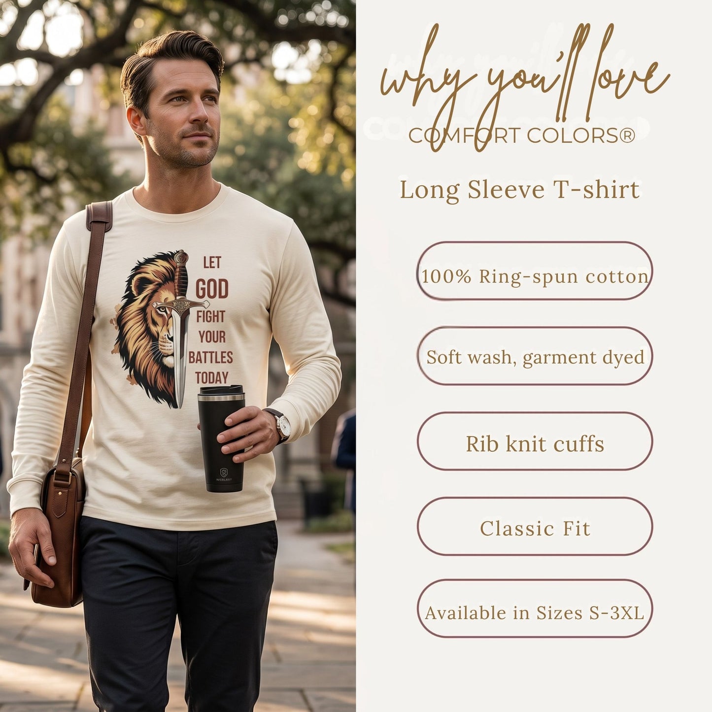 Let God Fight Your Battles Christian Long Sleeve Shirt • Faith Graphic Tee • Spiritual Encouragement Shirt for Women & Men • Christian Gift - Heavenly Treasures